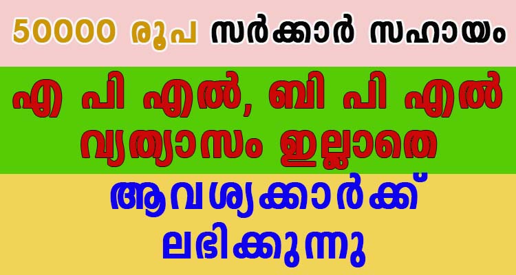 50000 രൂപ സർക്കാർ സഹായം