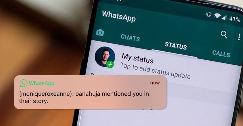 Users can mention others privately in their WhatsApp status