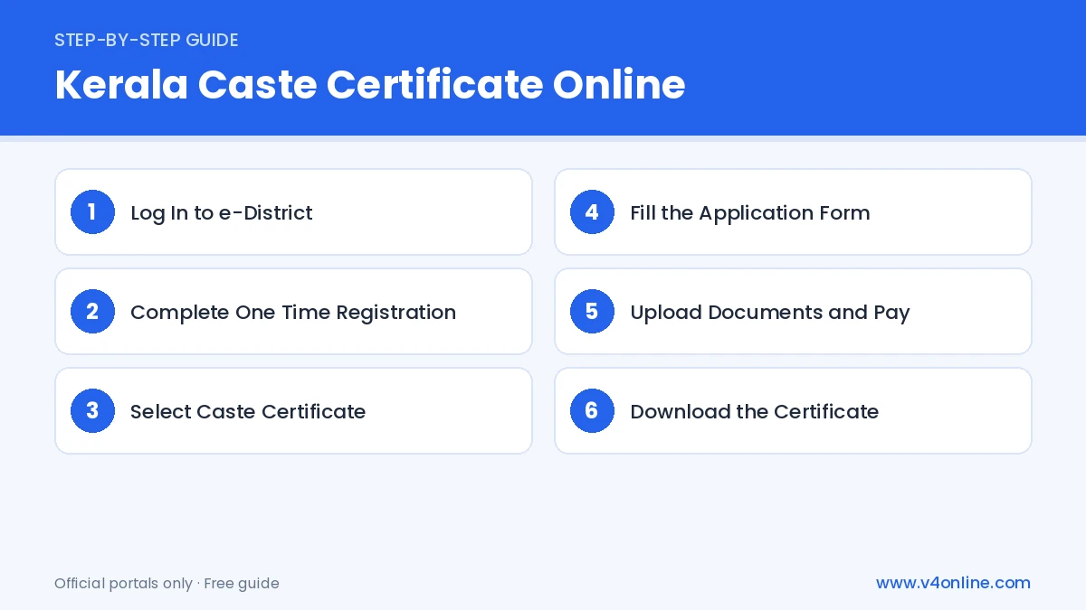 Kerala Caste Certificate Online step-by-step process