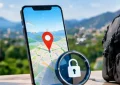 Phone lost or stolen with location pin and lock icon on screen