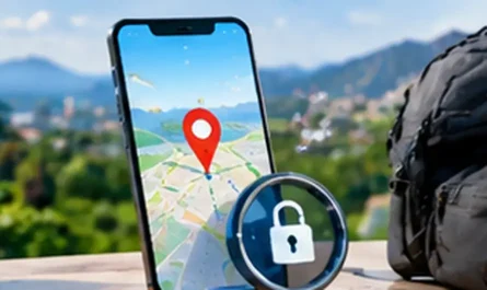 Phone lost or stolen with location pin and lock icon on screen