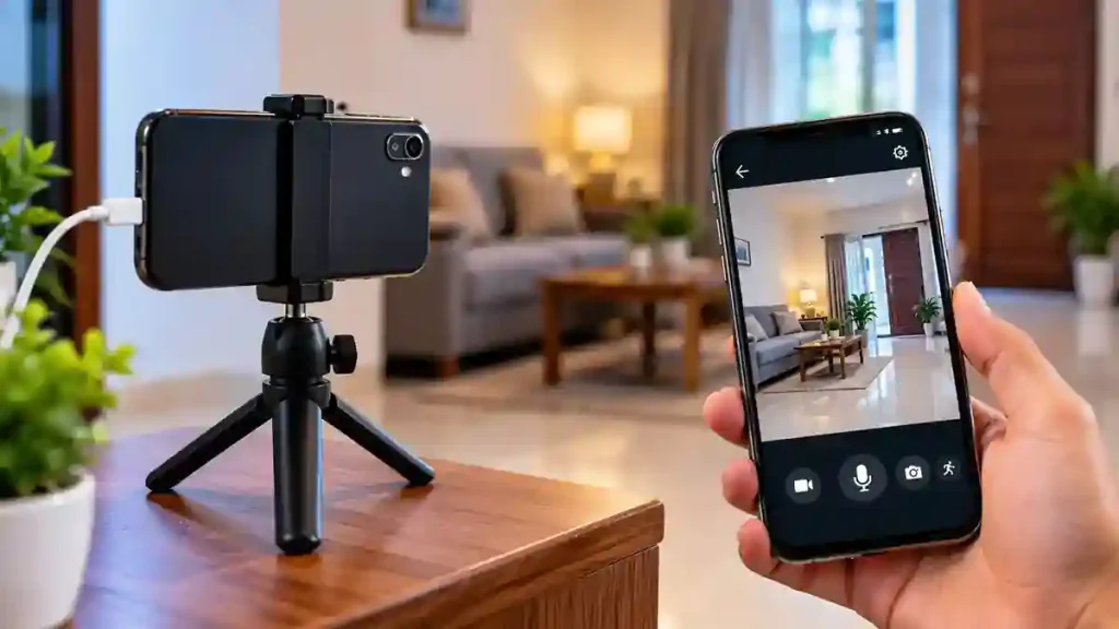 Smartphone Security Camera setup using an old mobile phone